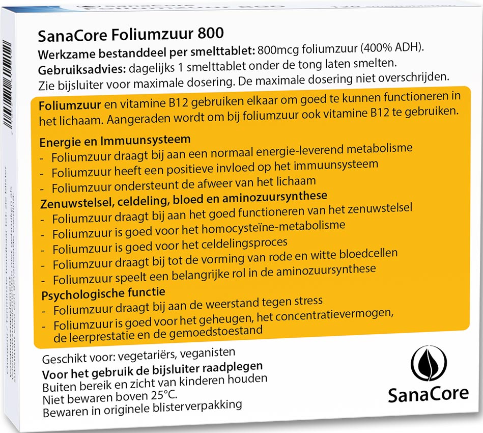 SanaCore Foliumzuur 800 - 120